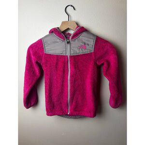 Girls The North Face Fleece Hooded Jacket Size 6 Pink Gray fleece Sherpa